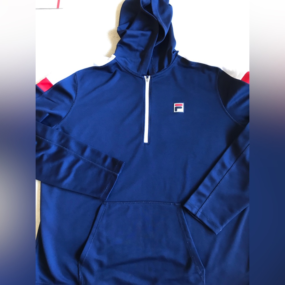 Fila Navy Blue Men's 1/4 zip with Red and White Accents